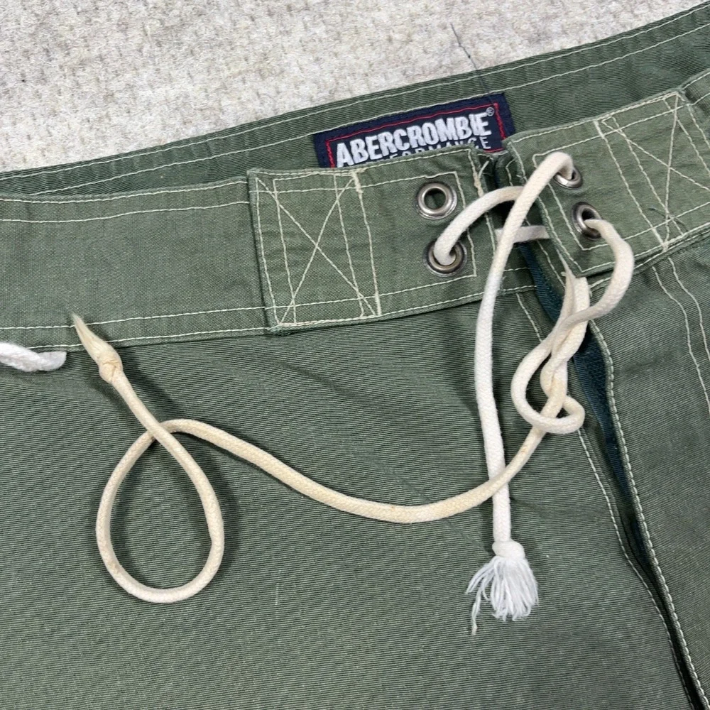 Vintage Y2K Abercrombie Fitch Bored Shorts Men Medium Olive Green Swim Trunks
